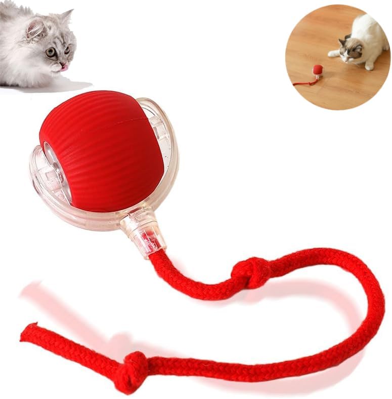 2025 New Interactive Cat Toys Balls,Automatic Moving Cat Balls, Cat Toys for Bored Indoor Cats（Red）