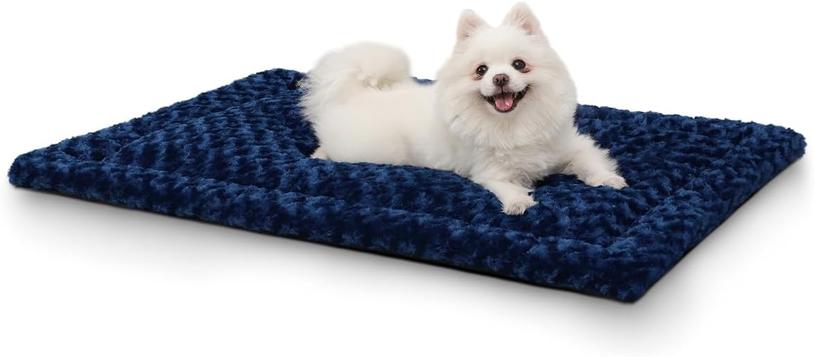 Washable Dog Bed Mat Ultra Soft Dog Crate Pad Comfy Fluffy Pet Kennel Beds Dog Sleeping Mattress for Large Jumbo Medium Small Dogs, 41 x 27 Inch, Gray