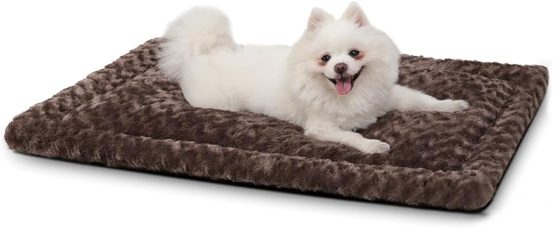 Washable Dog Bed Mat Ultra Soft Dog Crate Pad Comfy Fluffy Pet Kennel Beds Dog Sleeping Mattress for Large Jumbo Medium Small Dogs, 41 x 27 Inch, Gray