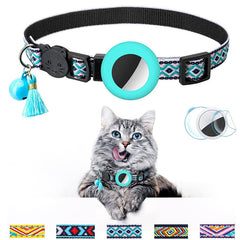Pet Collar Geometric Pattern Cat With Bell