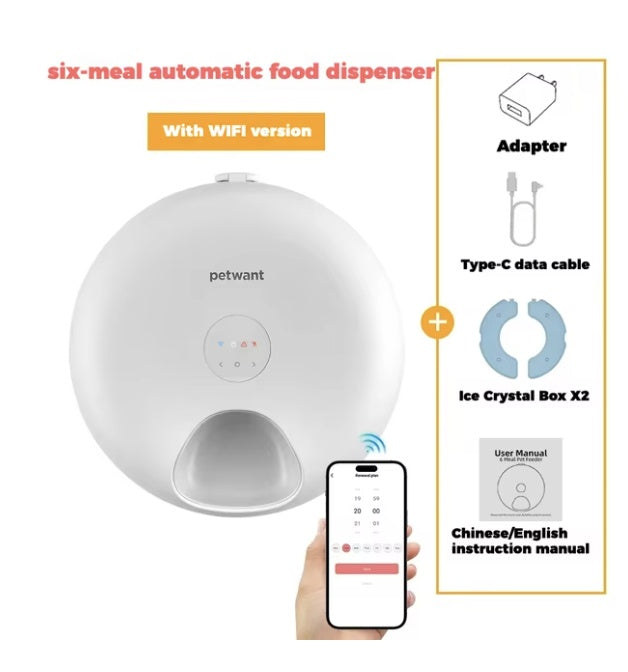 WiFi Automatic Pet Feeder - 6 Meals