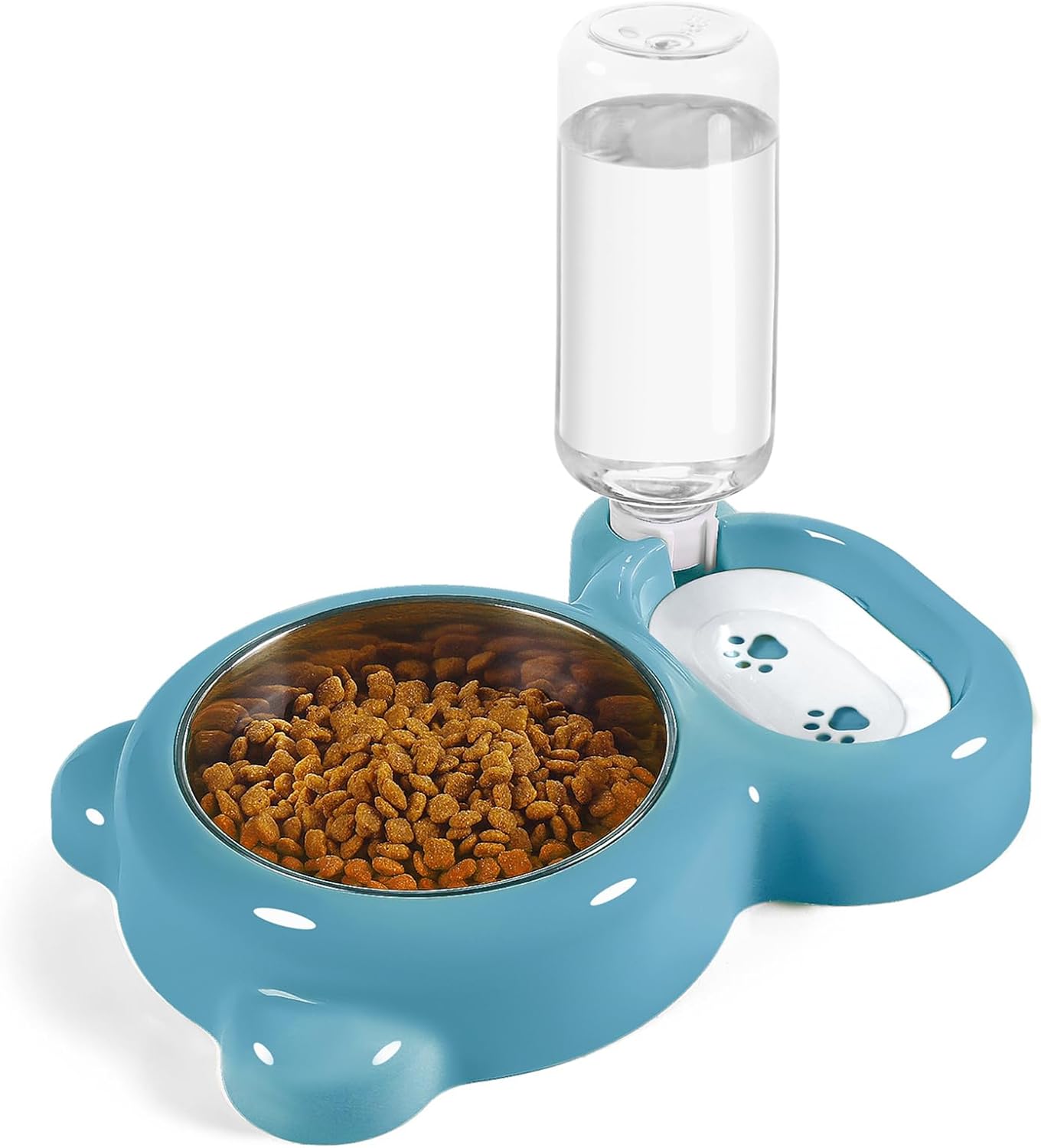 Dog Bowls, Cat Food and Water Bowl Set with Water Dispenser and Stainless Steel Bowl for Cats and Small Dogs - Pink