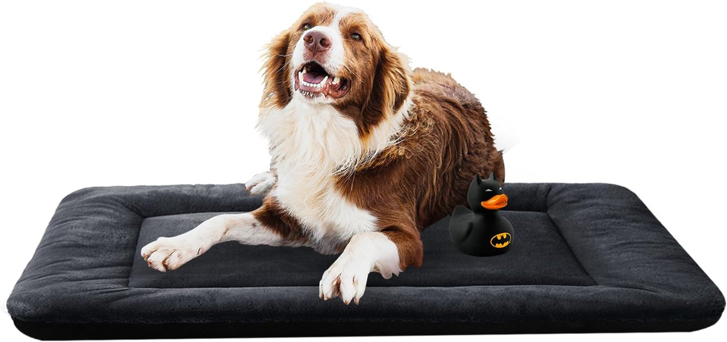 VERZEY Crate Pad for Large Dogs Fit Metal,Ultra Soft Bed Washable & Anti-Slip Kennel Pad for Dogs Cozy Sleeping Mat,Gray 42inch