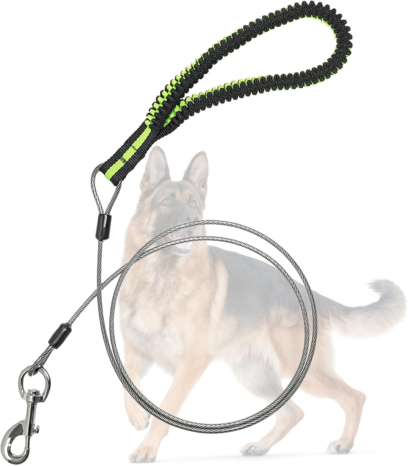 Heavy Duty Dog Leash, Chew Proof Metal Leash for Large Dogs (Up to 250lbs), 5ft WireRope Dog Leashes with Soft Silicone Grip,Black