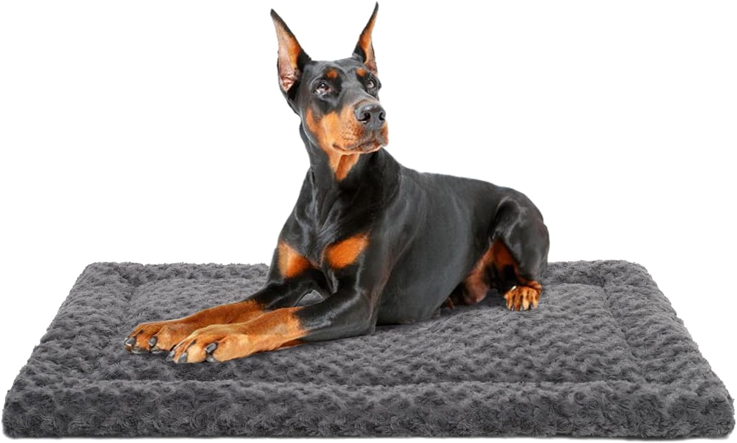 Washable Dog Bed Mat Ultra Soft Dog Crate Pad Comfy Fluffy Pet Kennel Beds Dog Sleeping Mattress for Large Jumbo Medium Small Dogs, 41 x 27 Inch, Gray