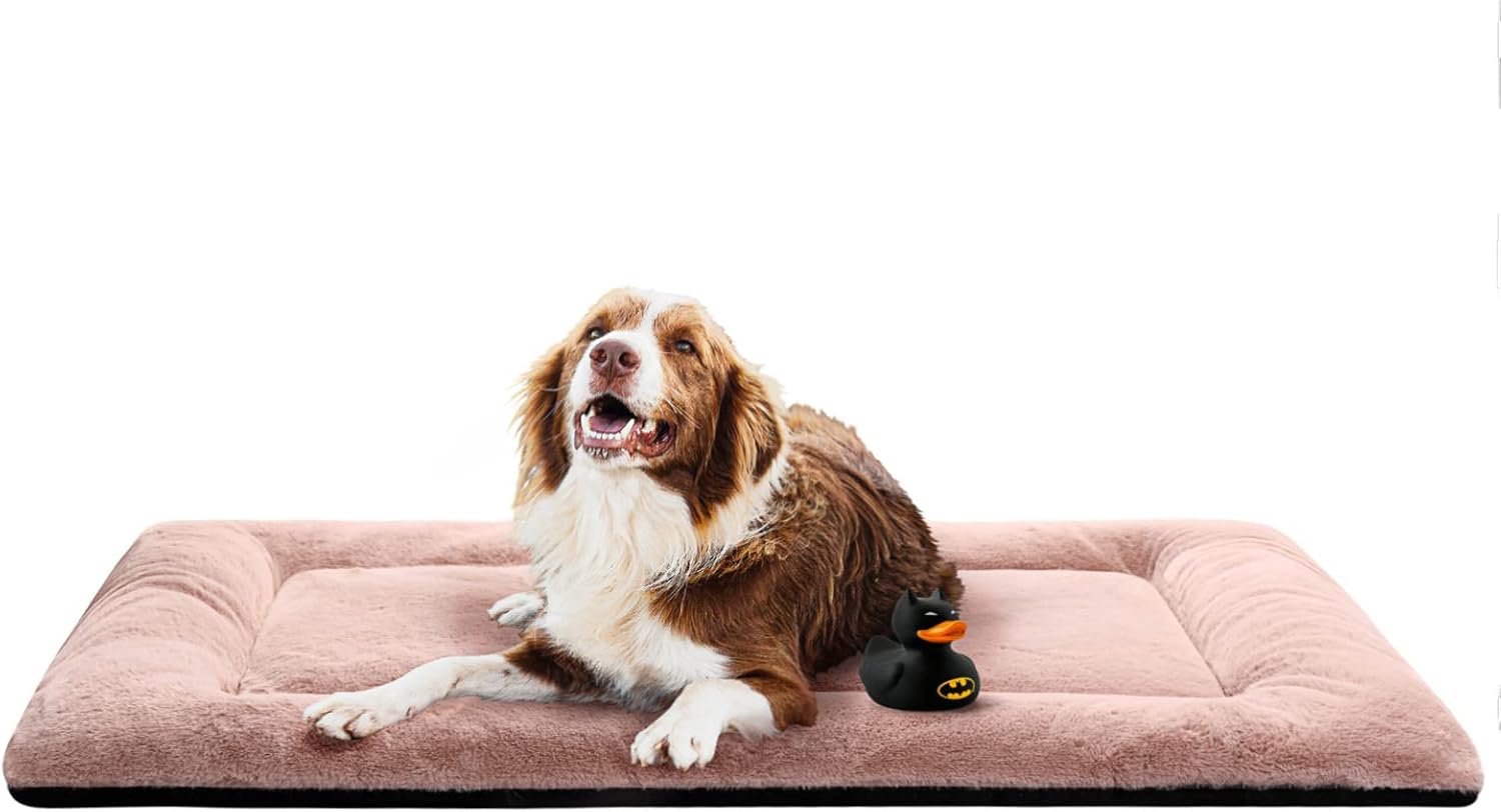 VERZEY Crate Pad for Large Dogs Fit Metal,Ultra Soft Bed Washable & Anti-Slip Kennel Pad for Dogs Cozy Sleeping Mat,Gray 42inch