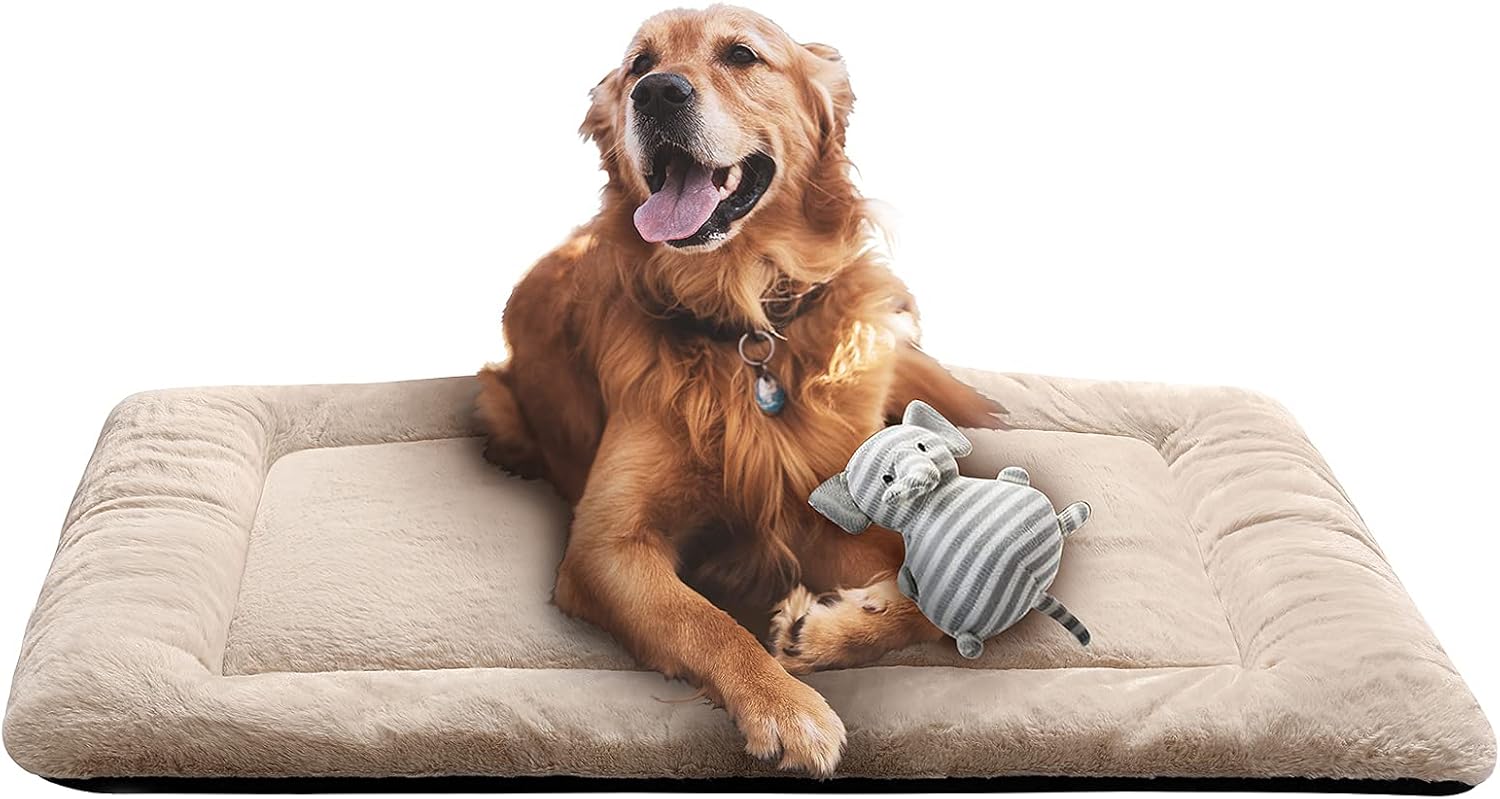 VERZEY Crate Pad for Large Dogs Fit Metal,Ultra Soft Bed Washable & Anti-Slip Kennel Pad for Dogs Cozy Sleeping Mat,Gray 42inch