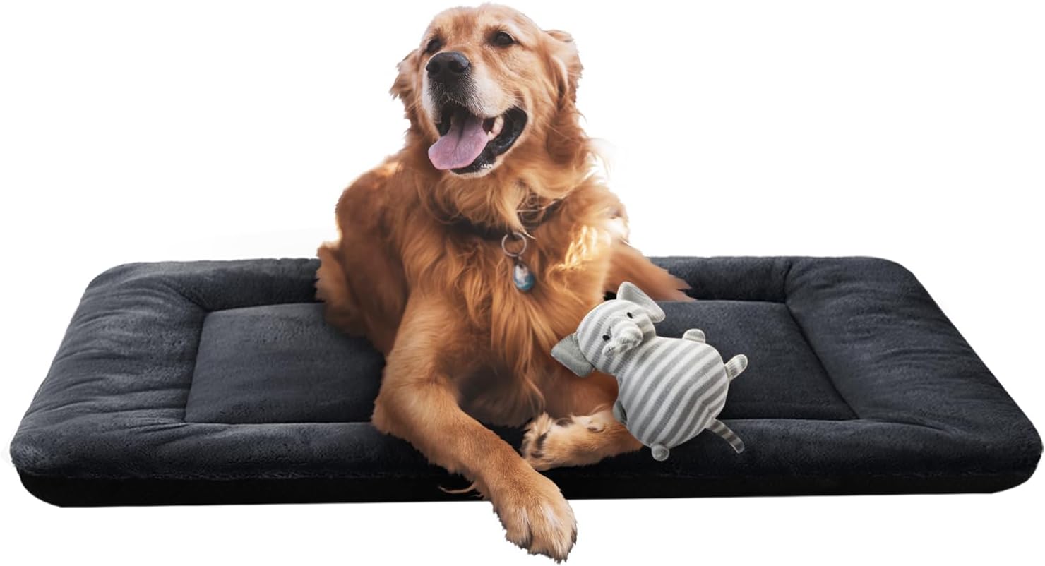 VERZEY Crate Pad for Large Dogs Fit Metal,Ultra Soft Bed Washable & Anti-Slip Kennel Pad for Dogs Cozy Sleeping Mat,Gray 42inch