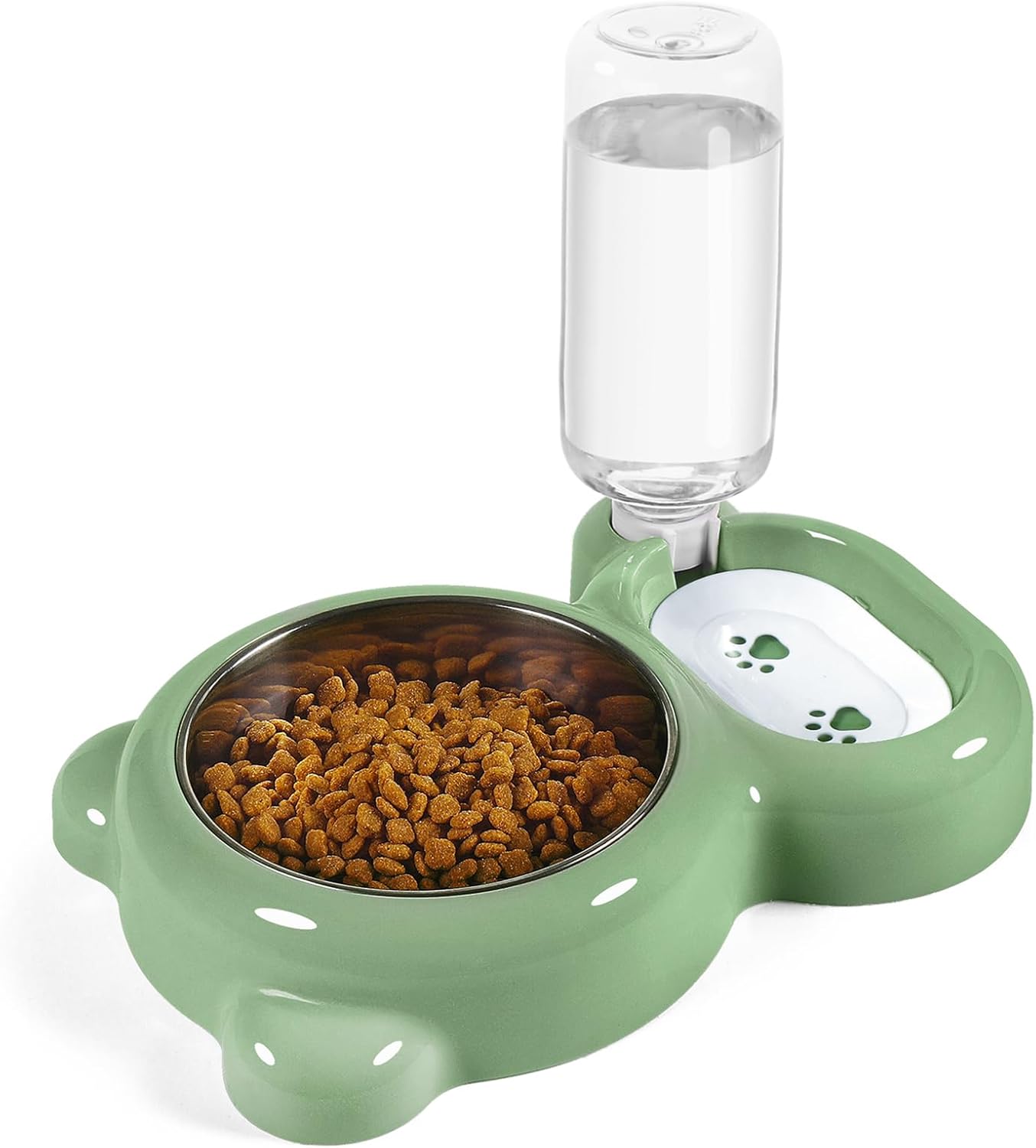 Dog Bowls, Cat Food and Water Bowl Set with Water Dispenser and Stainless Steel Bowl for Cats and Small Dogs - Pink