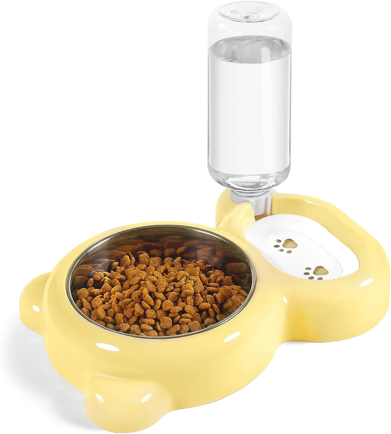 Dog Bowls, Cat Food and Water Bowl Set with Water Dispenser and Stainless Steel Bowl for Cats and Small Dogs - Pink
