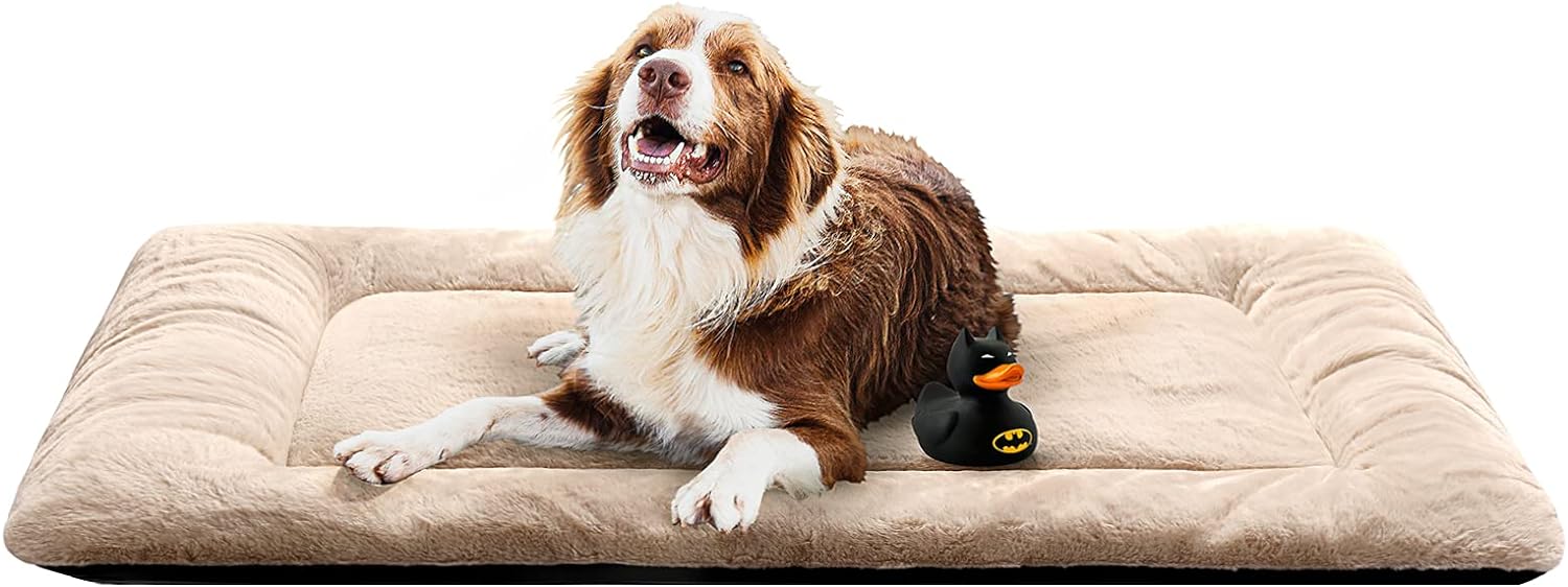 VERZEY Crate Pad for Large Dogs Fit Metal,Ultra Soft Bed Washable & Anti-Slip Kennel Pad for Dogs Cozy Sleeping Mat,Gray 42inch