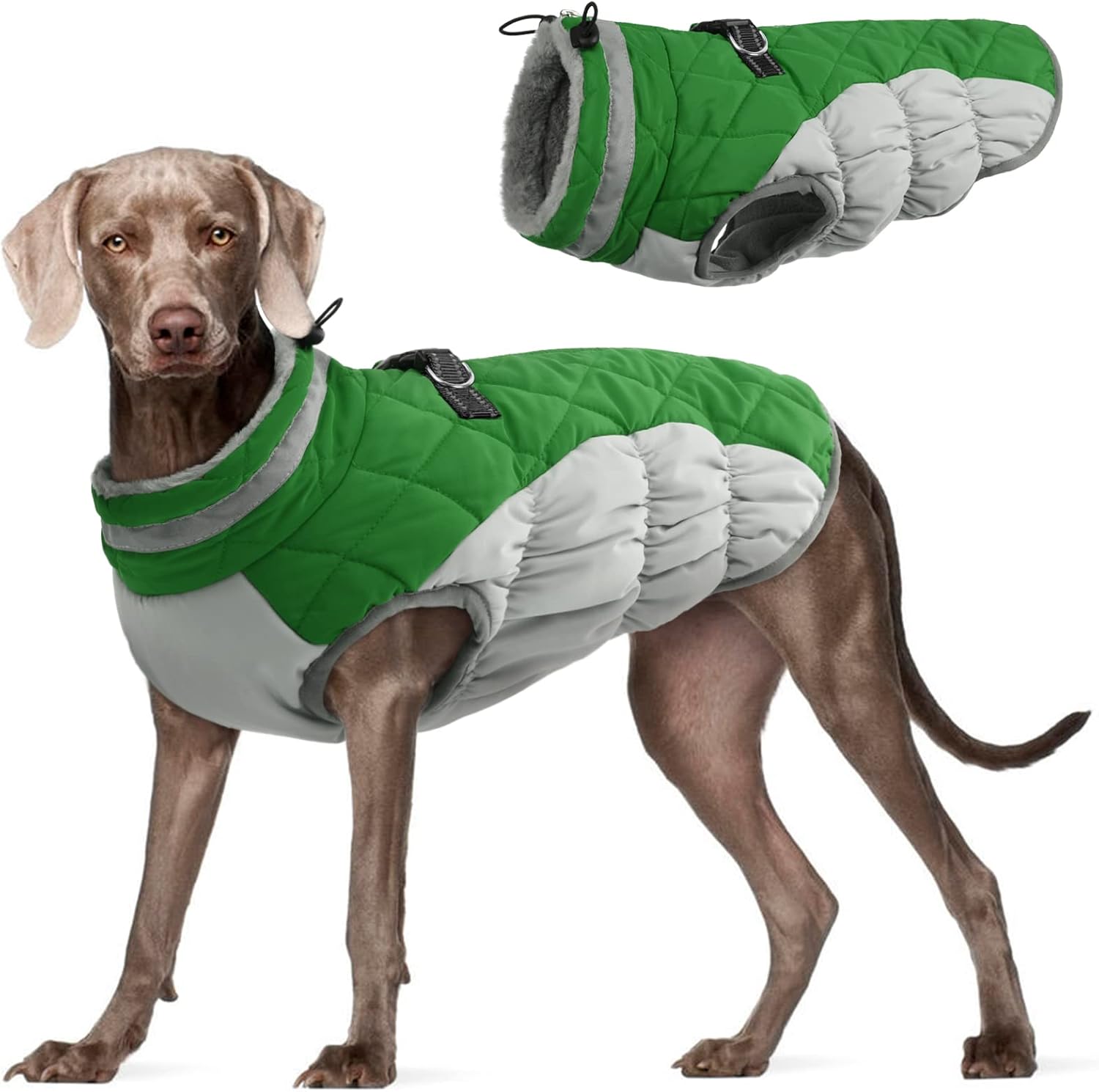 FUAMEY Dog Coat for Small Dogs,Waterproof Dog Winter Jacket with Harness Built in Puppy Cold Weather Coats Reflective Pet Vest with Zipper Warm Fleece Dogs Snowsuit Windproof Purple XS