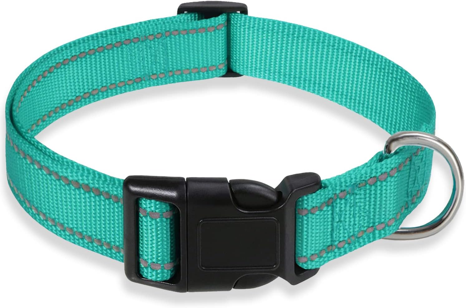 Reflective Dog Collar with Buckle Adjustable Safety Nylon Collars for Small Medium Large Dogs, Pink S