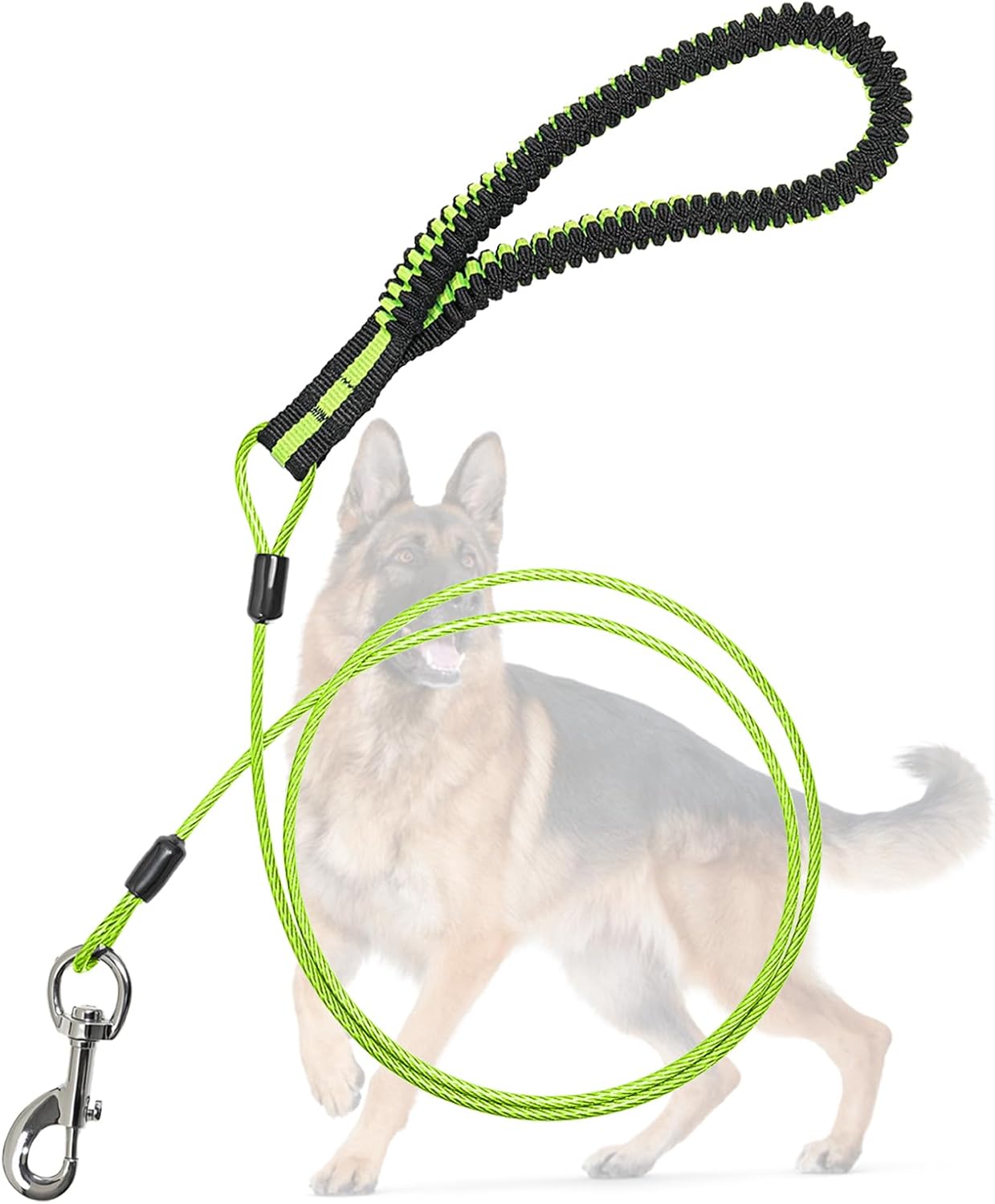 Heavy Duty Dog Leash, Chew Proof Metal Leash for Large Dogs (Up to 250lbs), 5ft WireRope Dog Leashes with Soft Silicone Grip,Black