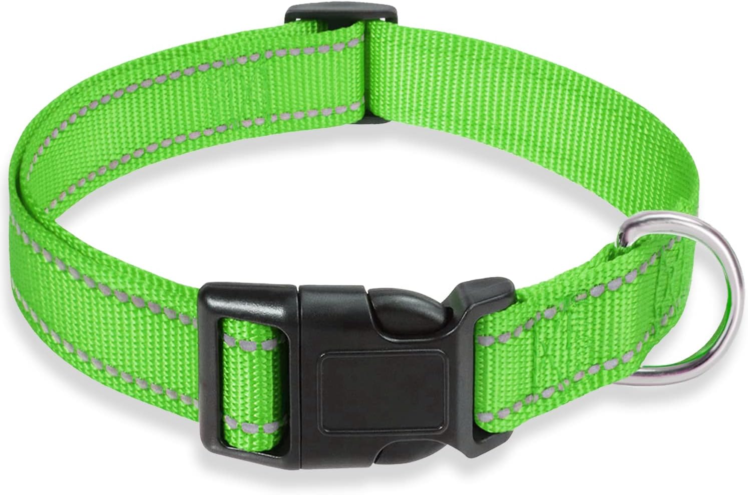 Reflective Dog Collar with Buckle Adjustable Safety Nylon Collars for Small Medium Large Dogs, Pink S