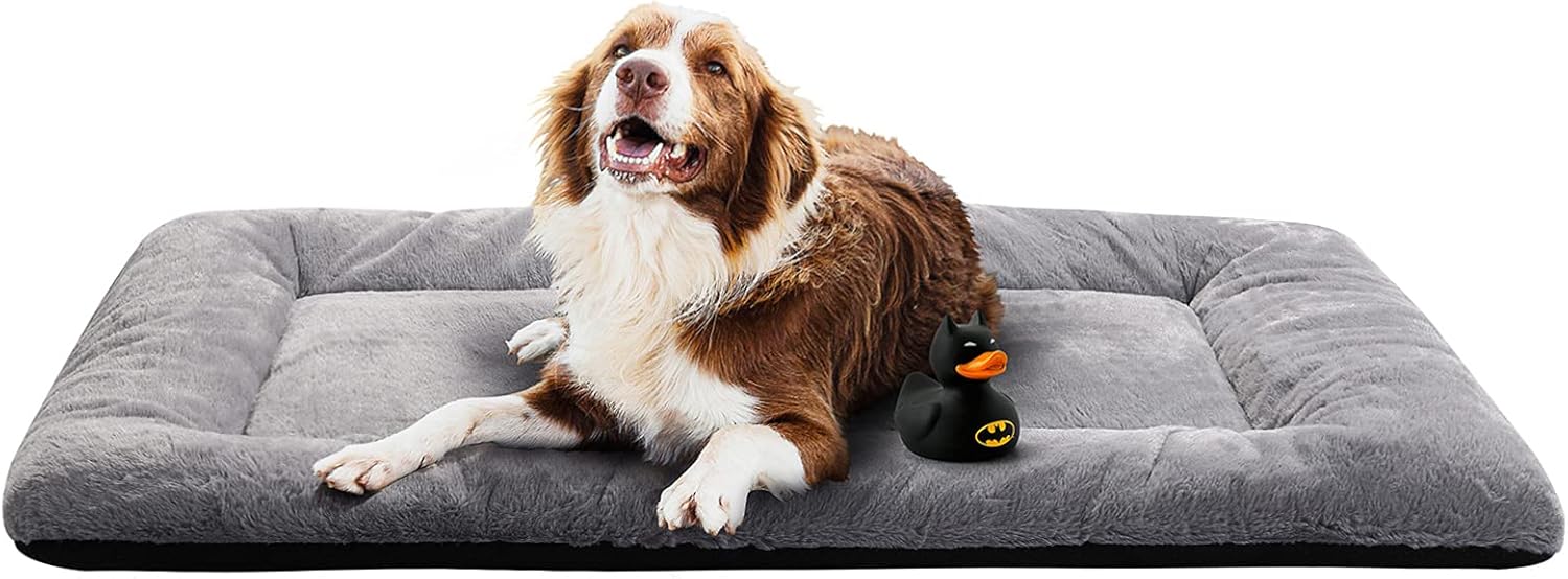VERZEY Crate Pad for Large Dogs Fit Metal,Ultra Soft Bed Washable & Anti-Slip Kennel Pad for Dogs Cozy Sleeping Mat,Gray 42inch
