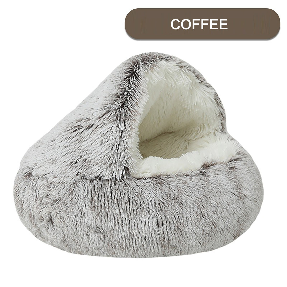 Plush Hooded Cat Bed - Donut