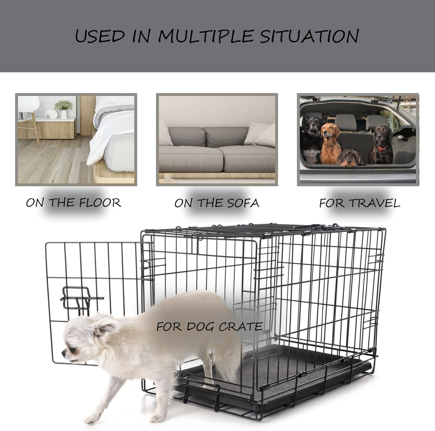 Washable Dog Bed Mat Ultra Soft Dog Crate Pad Comfy Fluffy Pet Kennel Beds Dog Sleeping Mattress for Large Jumbo Medium Small Dogs, 41 x 27 Inch, Gray