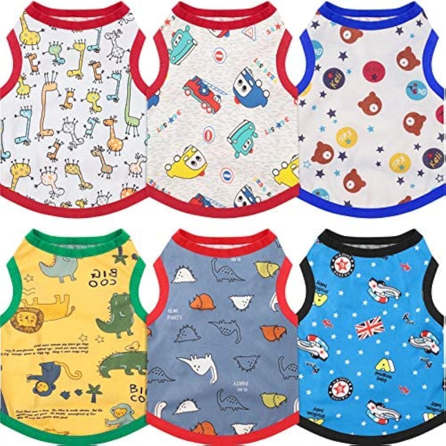 Geyoga 6 Pieces Cute Printed Pet Shirts - Cotton Breathable Puppy Sweatshirt Apparel Outfit for Dogs (S)