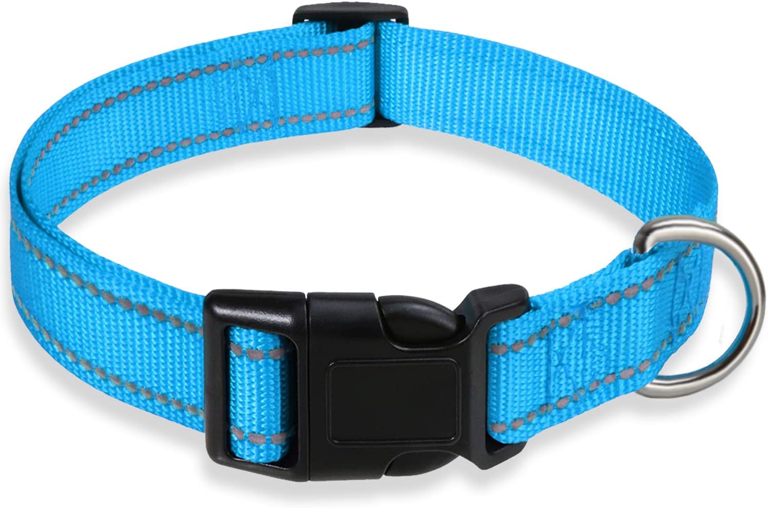 Reflective Dog Collar with Buckle Adjustable Safety Nylon Collars for Small Medium Large Dogs, Pink S