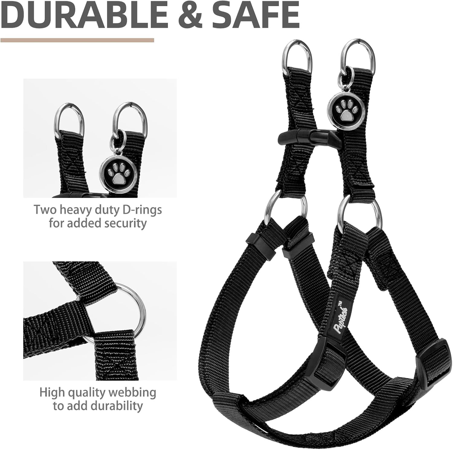 No Pull Dog Harness – Soft Adjustable Step-In Puppy Vest for Outdoor Walking with ID Tag 