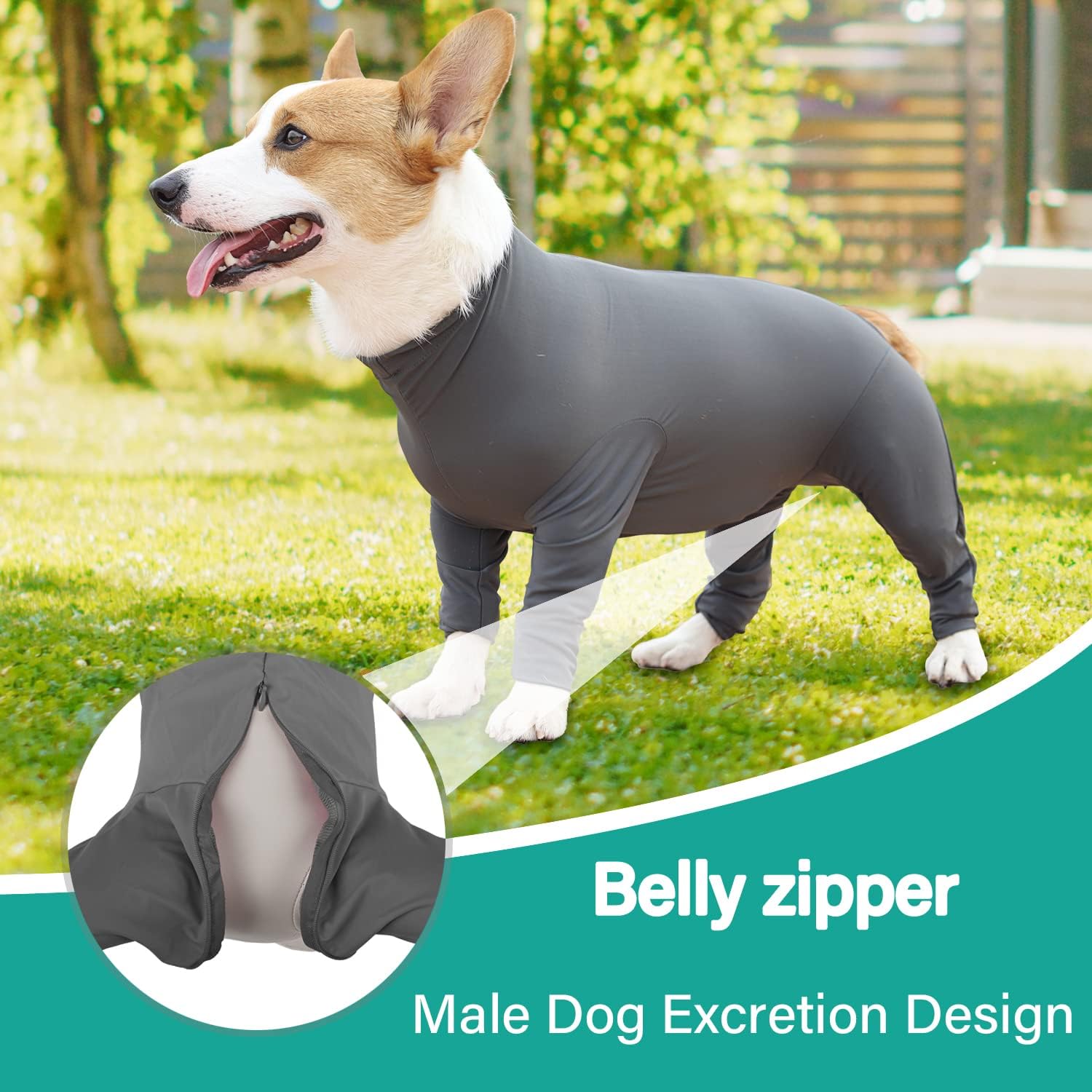 Etdane Recovery Suit for Dogs Surgery Suit Female Spay Dog Surgical Recovery Suit Male Dog Onesie for Surgery Female Anti Licking Wounds Dog Shedding Suit Grey/Small