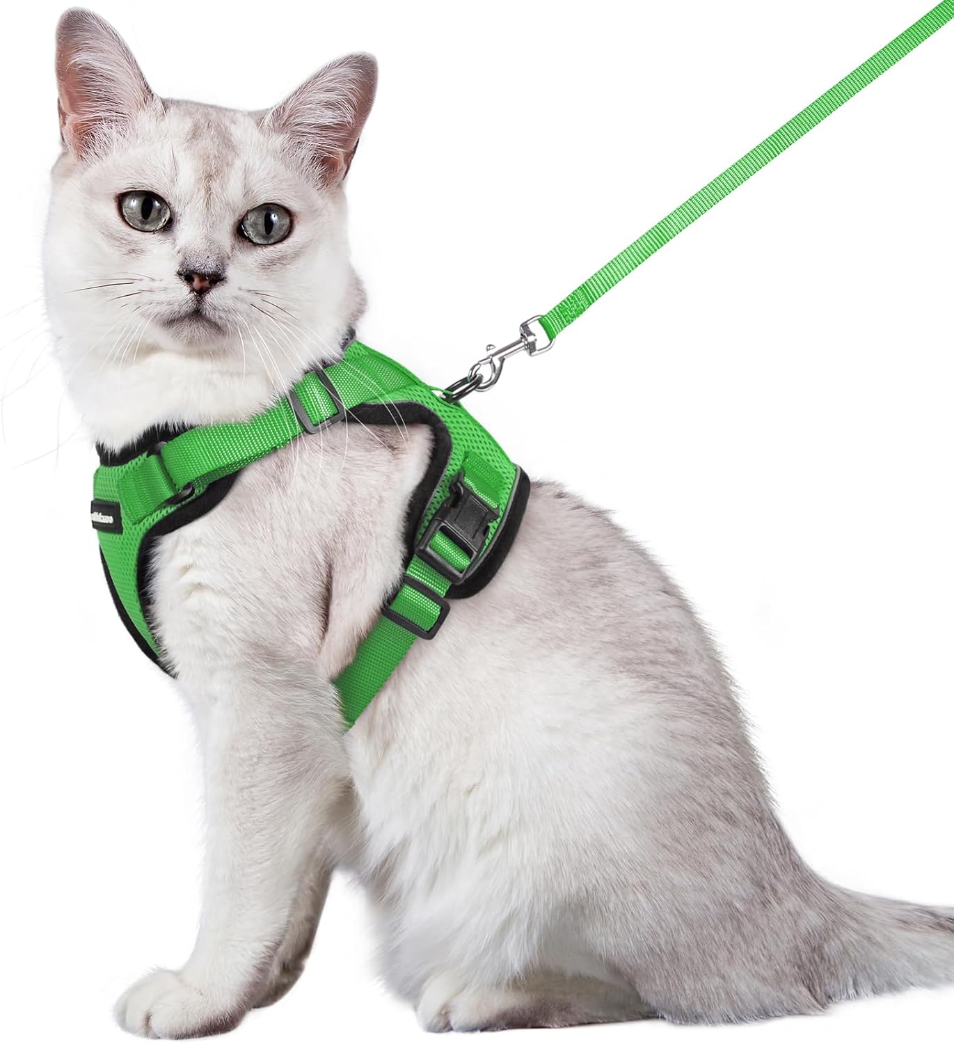 rabbitgoo Cat Harness and Leash for Walking, Escape Proof Soft Adjustable Vest Harnesses for Cats, Easy Control Breathable Reflective Strips Jacket, Black, S