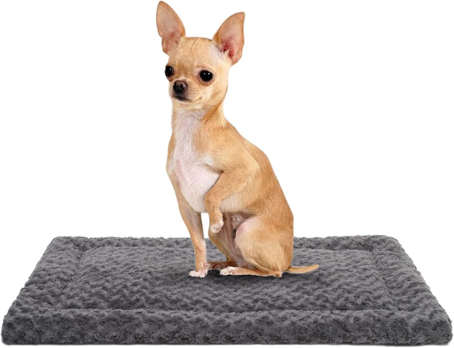 Washable Dog Bed Mat Ultra Soft Dog Crate Pad Comfy Fluffy Pet Kennel Beds Dog Sleeping Mattress for Large Jumbo Medium Small Dogs, 41 x 27 Inch, Gray
