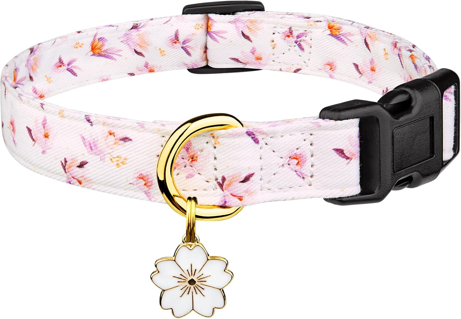 Cotton Handmade Dog Collar Cute and Distinctive Patterns White and Pink Love Heart with Pendant for Girl Boy Dogs Collars S