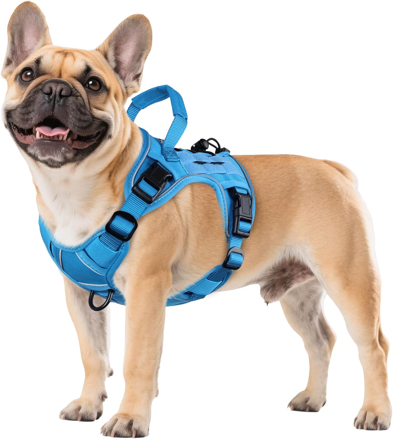 WINGOIN Tactical Dog Harness for Large Dogs, Heavy Duty No Pull Dog Harness with Handle, Adjustable Reflective Military K9 German Shepherd Big Size Dog Vest for Walking, Training, Hunting, Green (L)