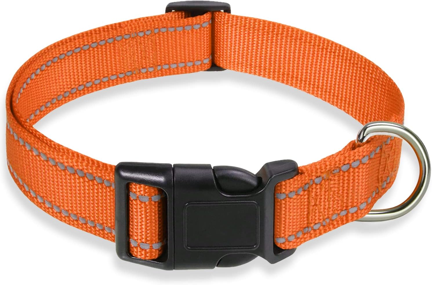 Reflective Dog Collar with Buckle Adjustable Safety Nylon Collars for Small Medium Large Dogs, Pink S