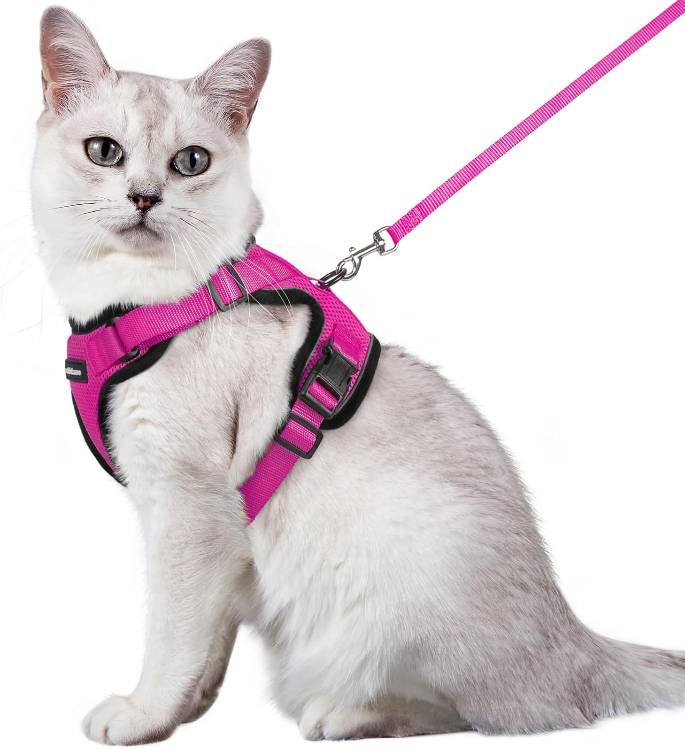 rabbitgoo Cat Harness and Leash for Walking, Escape Proof Soft Adjustable Vest Harnesses for Cats, Easy Control Breathable Reflective Strips Jacket, Black, S