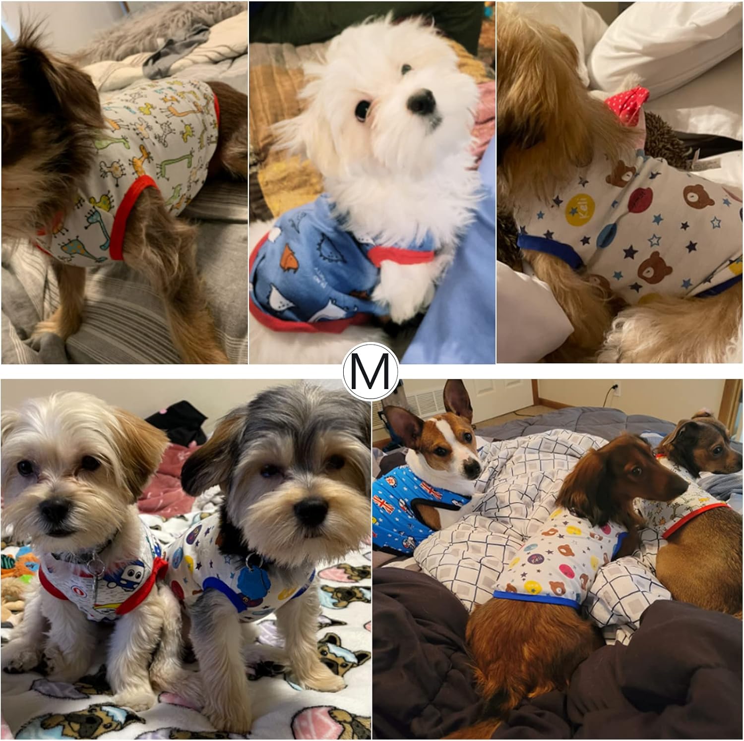 Geyoga 6 Pieces Cute Printed Pet Shirts - Cotton Breathable Puppy Sweatshirt Apparel Outfit for Dogs (S)