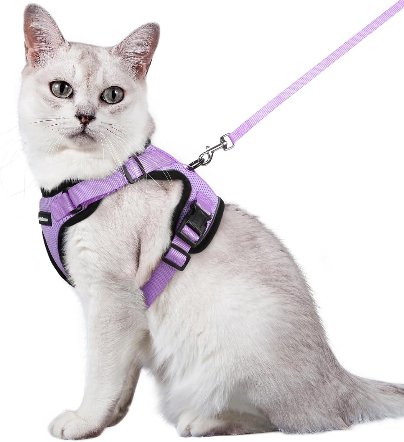 rabbitgoo Cat Harness and Leash for Walking, Escape Proof Soft Adjustable Vest Harnesses for Cats, Easy Control Breathable Reflective Strips Jacket, Black, S