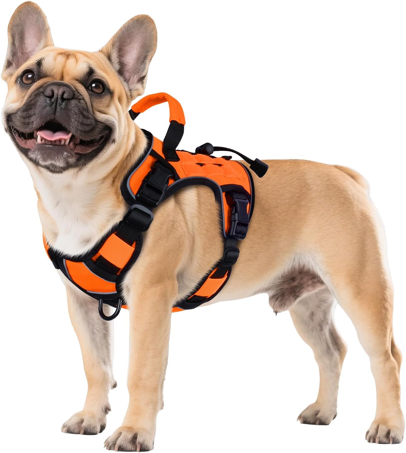 WINGOIN Tactical Dog Harness for Large Dogs, Heavy Duty No Pull Dog Harness with Handle, Adjustable Reflective Military K9 German Shepherd Big Size Dog Vest for Walking, Training, Hunting, Green (L)