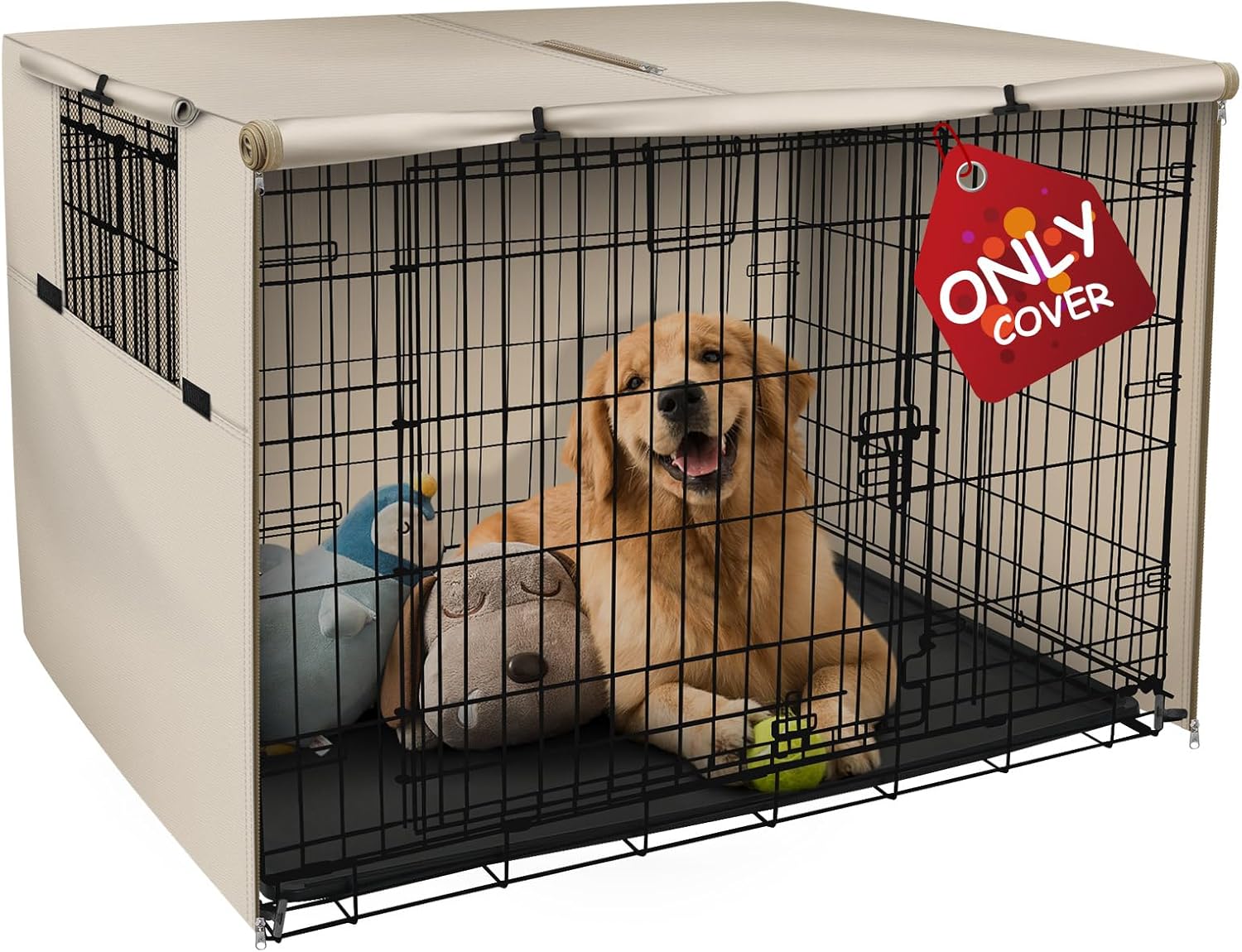 Explore Land Dog Crate Cover Heavy Duty Polyester Pet Kennel Sunshade Universal Fit for 42 inches Wire Cage (Black)
