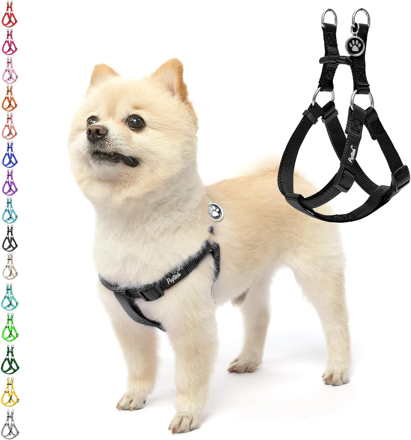 No Pull Dog Harness – Soft Adjustable Step-In Puppy Vest for Outdoor Walking with ID Tag 