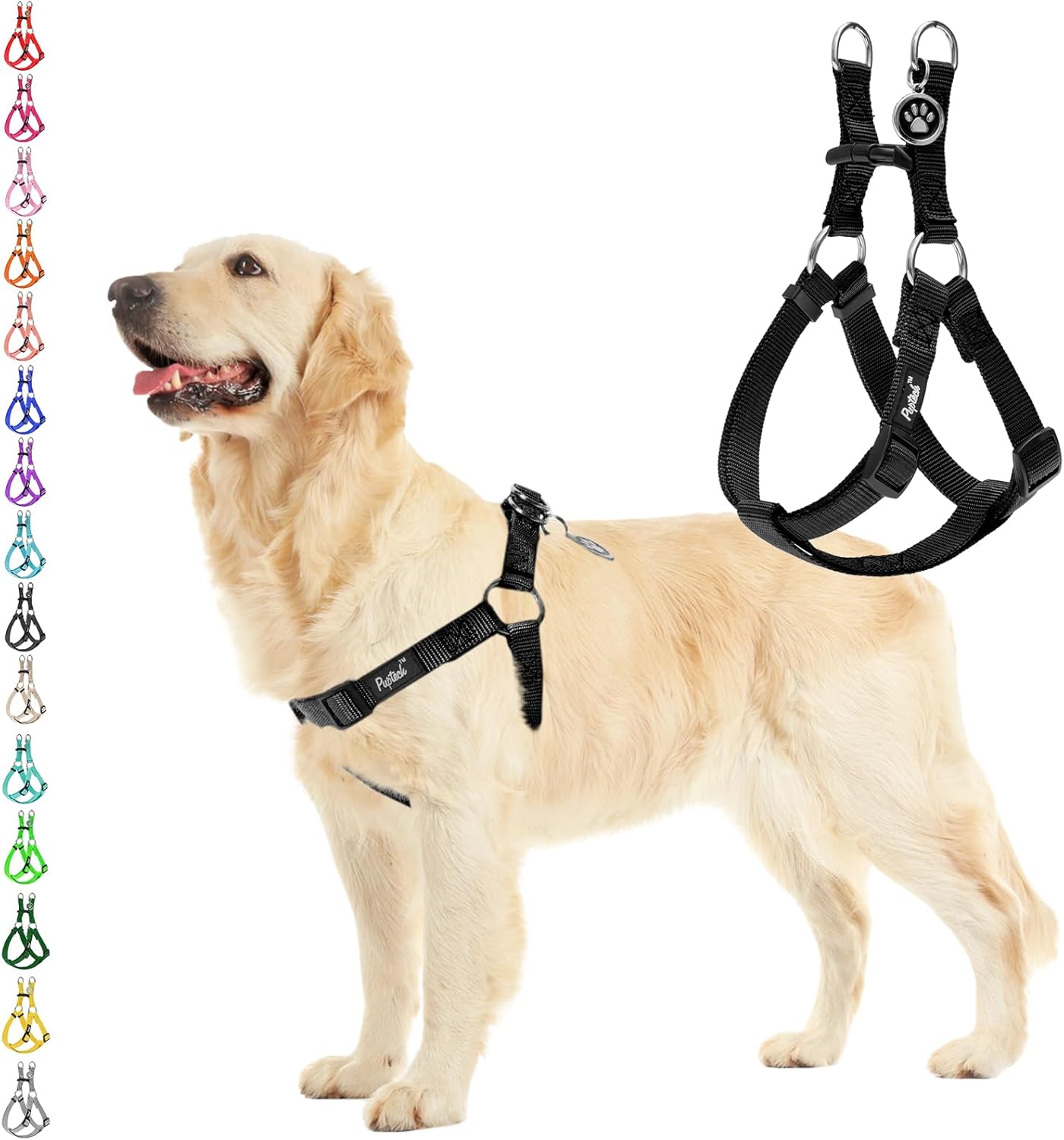 No Pull Dog Harness – Soft Adjustable Step-In Puppy Vest for Outdoor Walking with ID Tag 