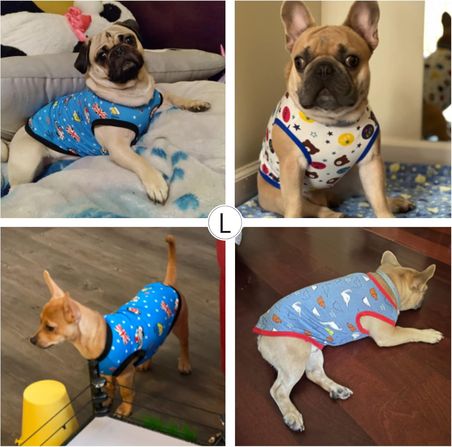 Geyoga 6 Pieces Cute Printed Pet Shirts - Cotton Breathable Puppy Sweatshirt Apparel Outfit for Dogs (S)