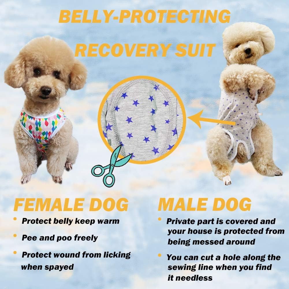 Dog’s Recovery Suit Post Surgery Shirt for Puppy, Wound Protective Clothes for Little Animals(Pink White Stripe-xs)