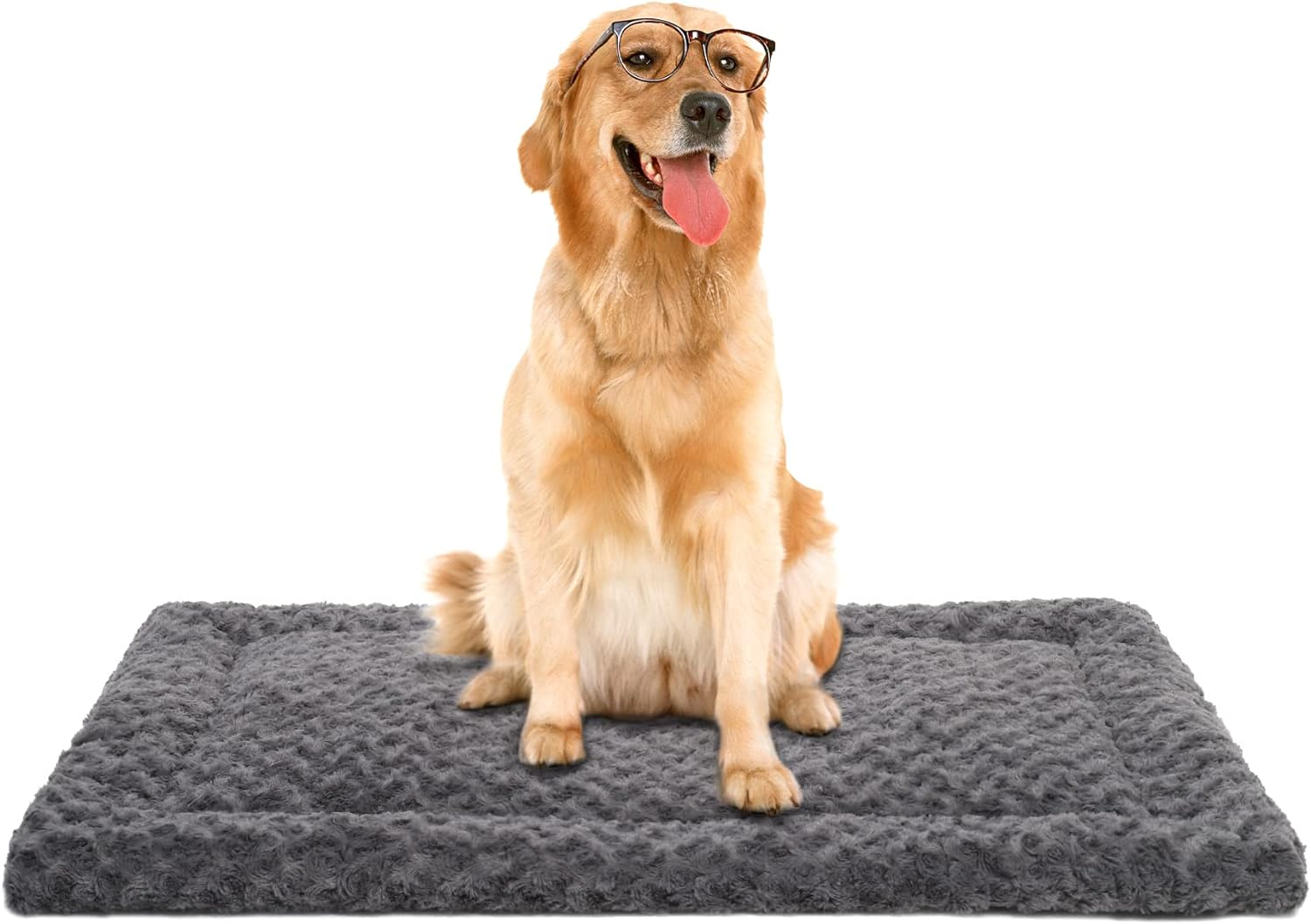 Washable Dog Bed Mat Ultra Soft Dog Crate Pad Comfy Fluffy Pet Kennel Beds Dog Sleeping Mattress for Large Jumbo Medium Small Dogs, 41 x 27 Inch, Gray