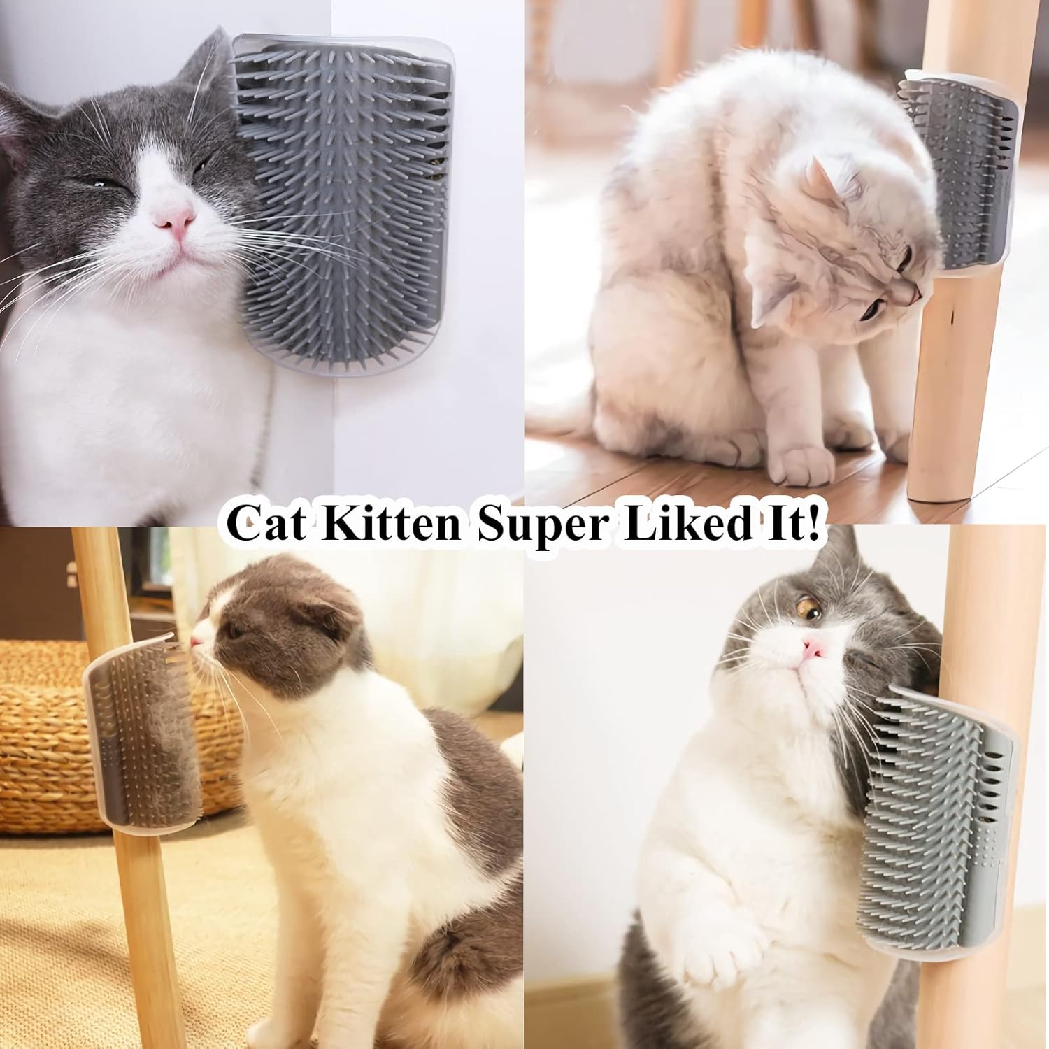 DOUBLE 2 C Hair Brush, Cat Wall Corner Groomers with Catnip, Soft Face Scratchers Brush, Corner Massage Comb for Long & Short Fur Cat Owners, All Ages
