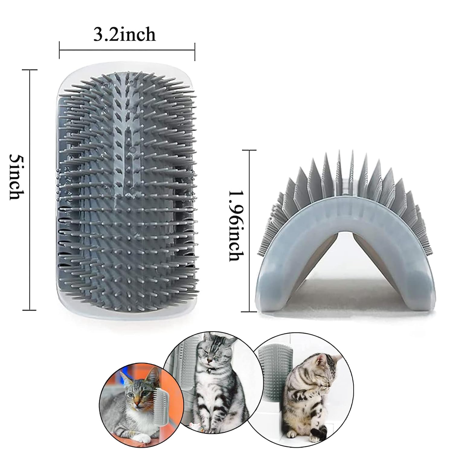 DOUBLE 2 C Hair Brush, Cat Wall Corner Groomers with Catnip, Soft Face Scratchers Brush, Corner Massage Comb for Long & Short Fur Cat Owners, All Ages