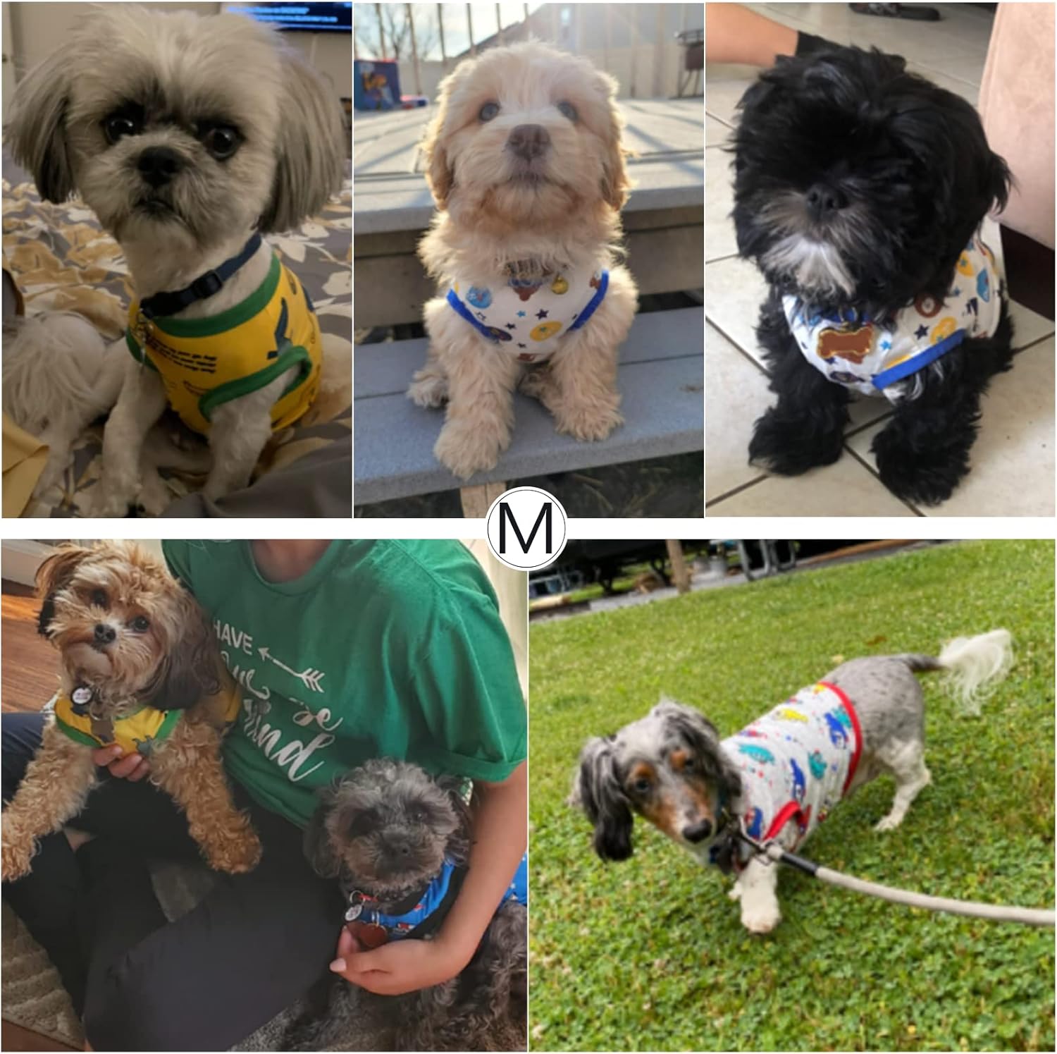 Geyoga 6 Pieces Cute Printed Pet Shirts - Cotton Breathable Puppy Sweatshirt Apparel Outfit for Dogs (S)