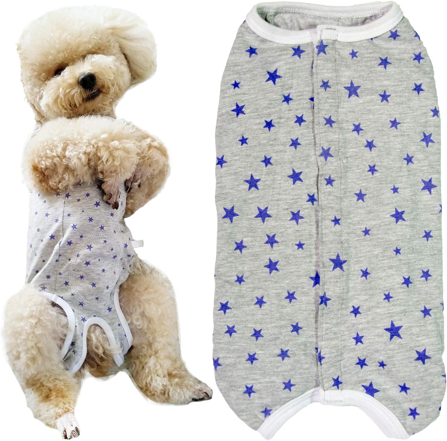 Dog’s Recovery Suit Post Surgery Shirt for Puppy, Wound Protective Clothes for Little Animals(Pink White Stripe-xs)