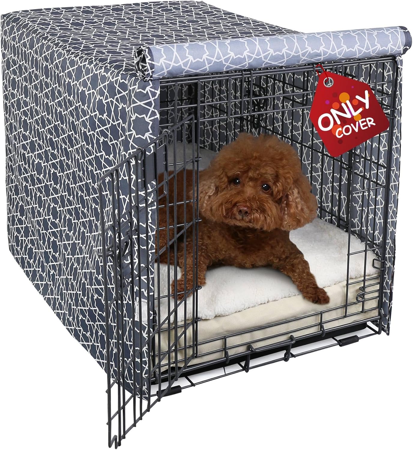 Explore Land Dog Crate Cover Heavy Duty Polyester Pet Kennel Sunshade Universal Fit for 42 inches Wire Cage (Black)
