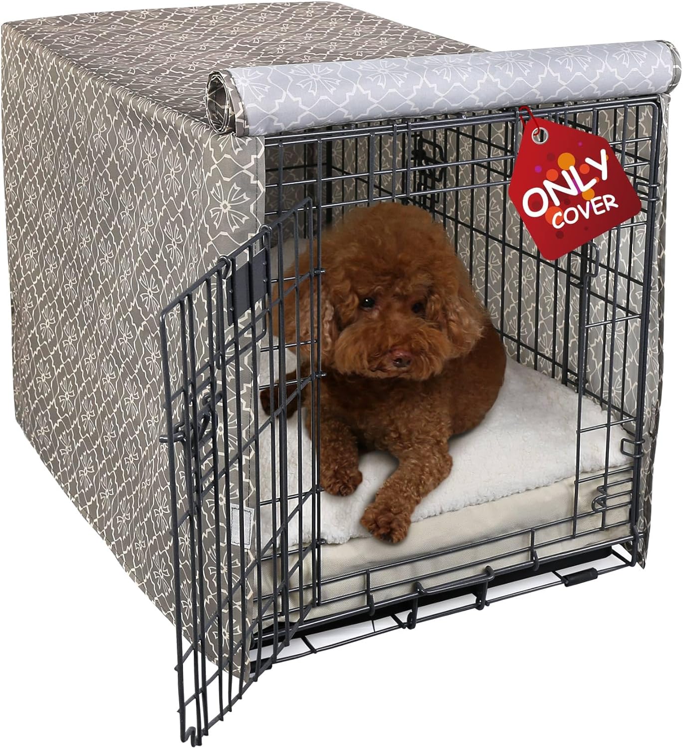 Explore Land Dog Crate Cover Heavy Duty Polyester Pet Kennel Sunshade Universal Fit for 42 inches Wire Cage (Black)