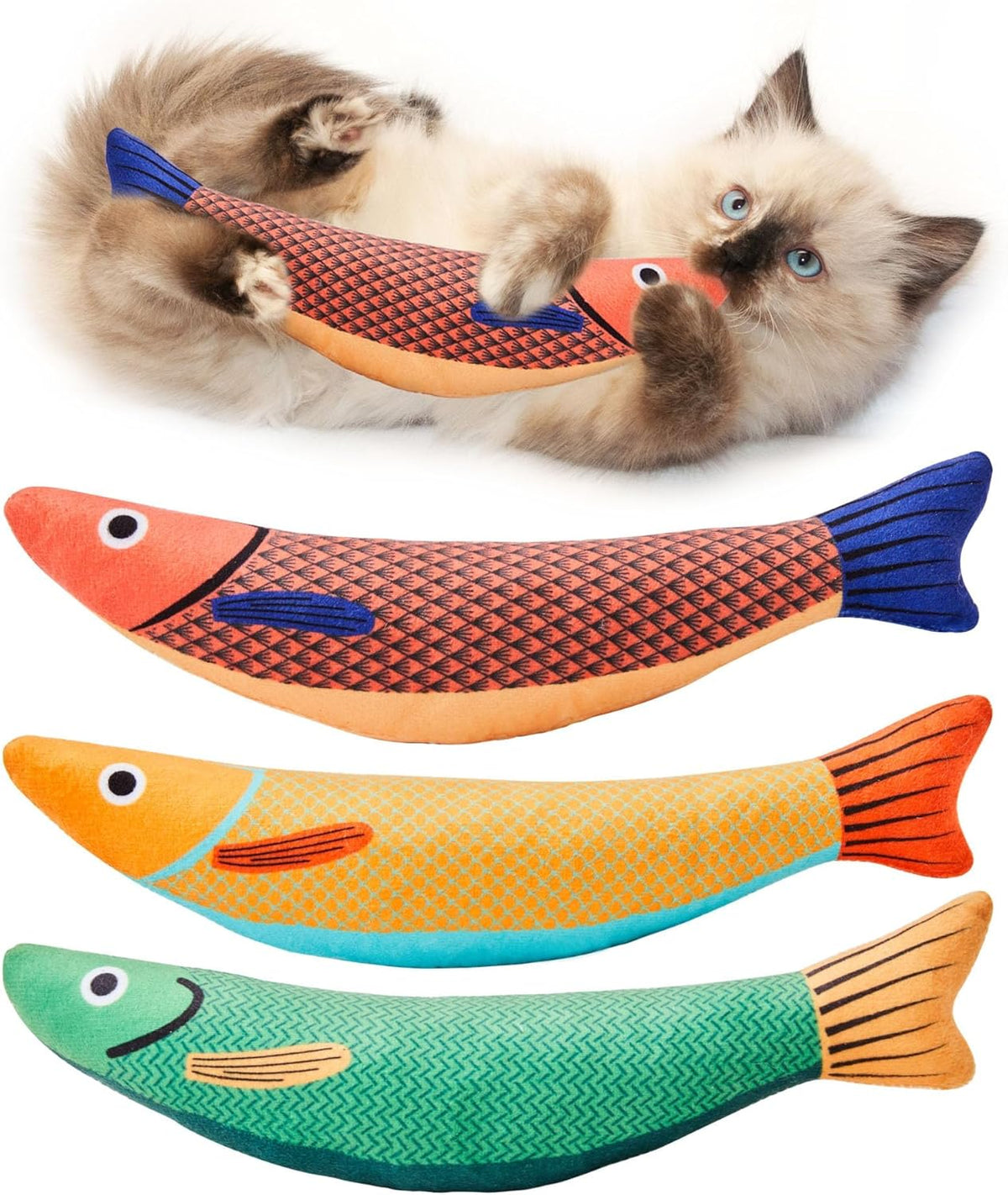 Catnip Crinkle Fish Toys