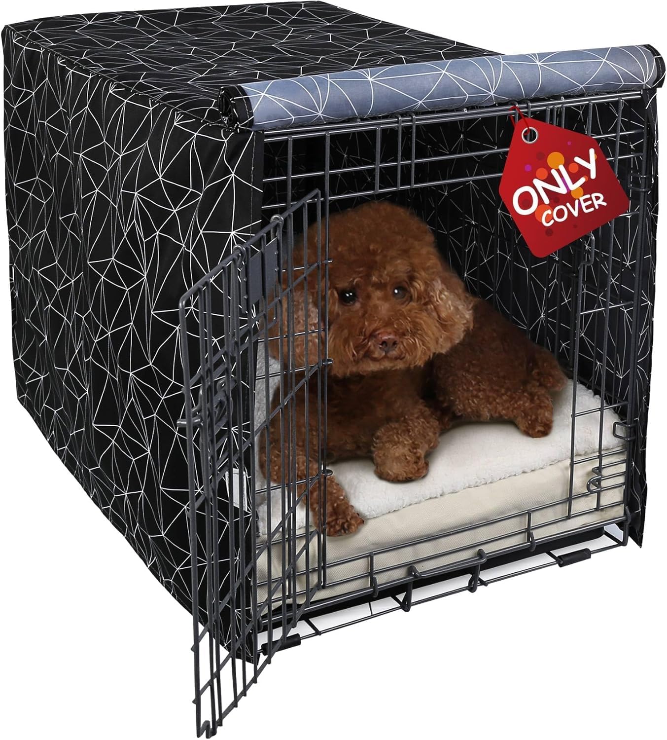 Explore Land Dog Crate Cover Heavy Duty Polyester Pet Kennel Sunshade Universal Fit for 42 inches Wire Cage (Black)