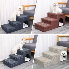 Foldable Dog Stairs - 3 Steps with Storage